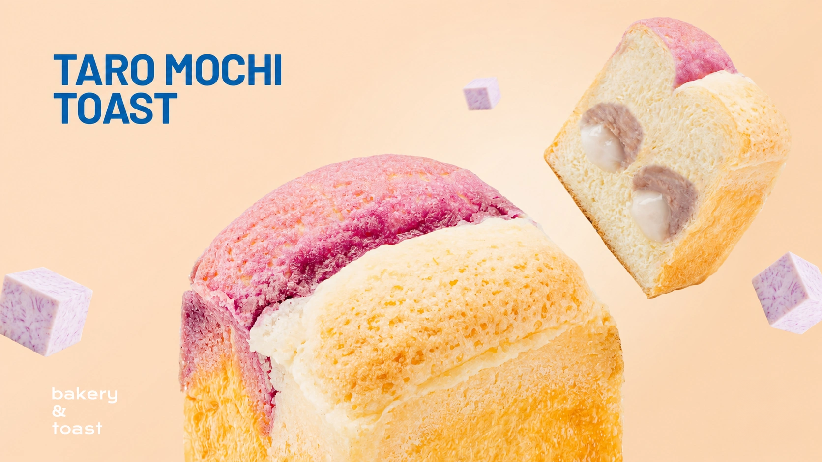 Taro Mochi Toast with purple taro and soft mochi filling