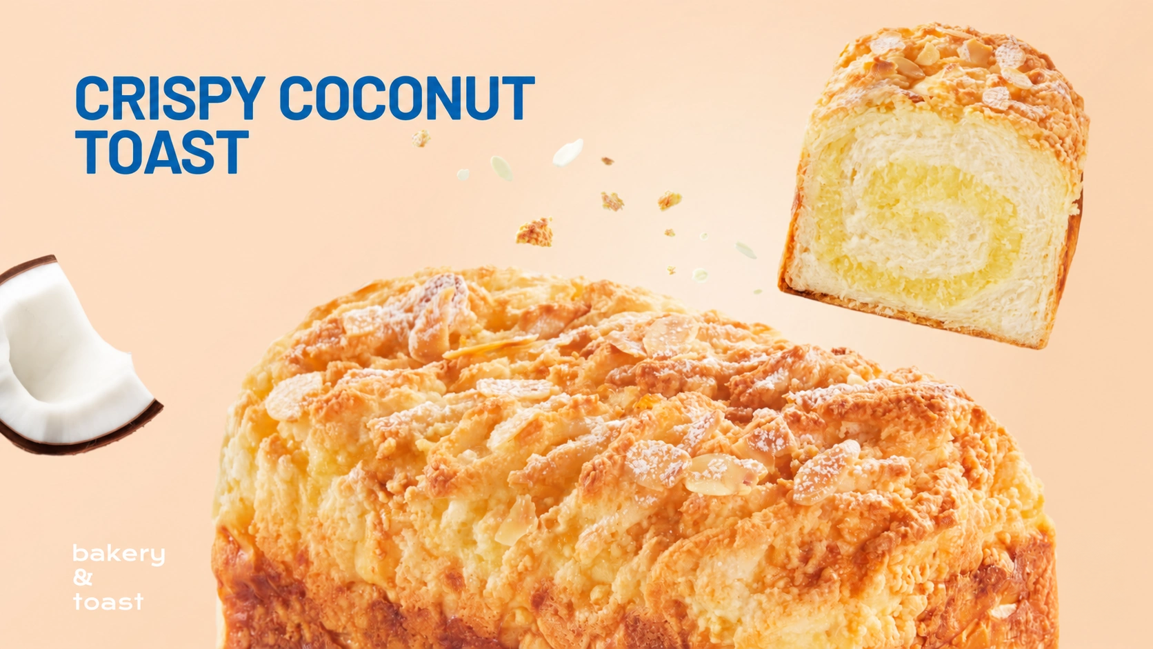 Crispy Coconut Toast with toasted coconut texture