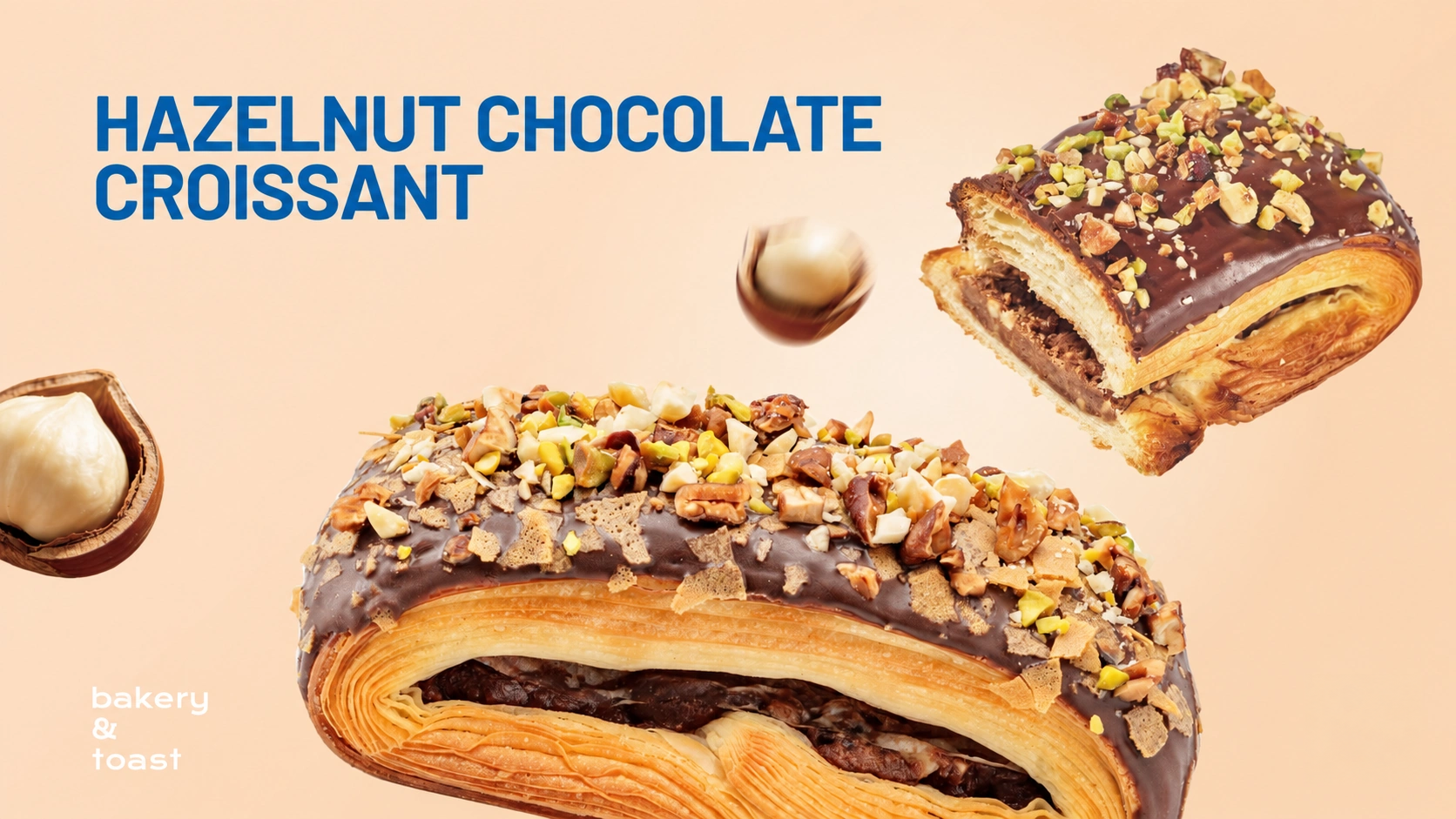 Hazelnut Chocolate Croissant with chocolate and nuts