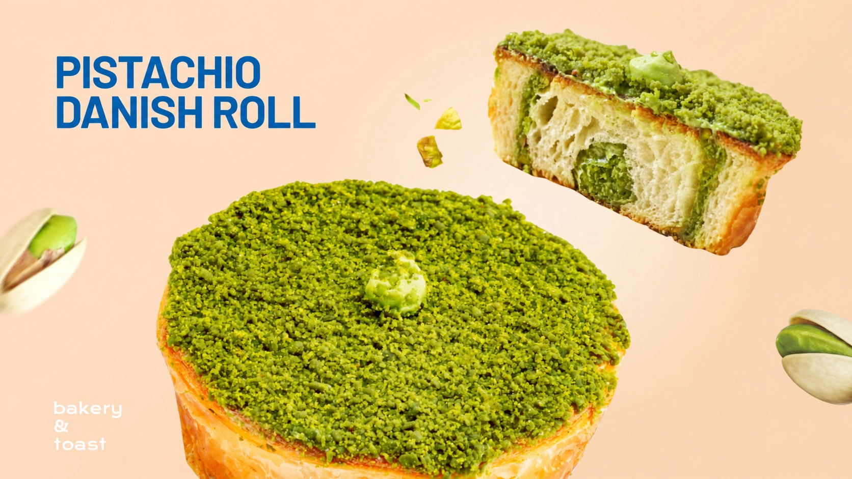 Pistachio Danish Roll with green pistachio cream