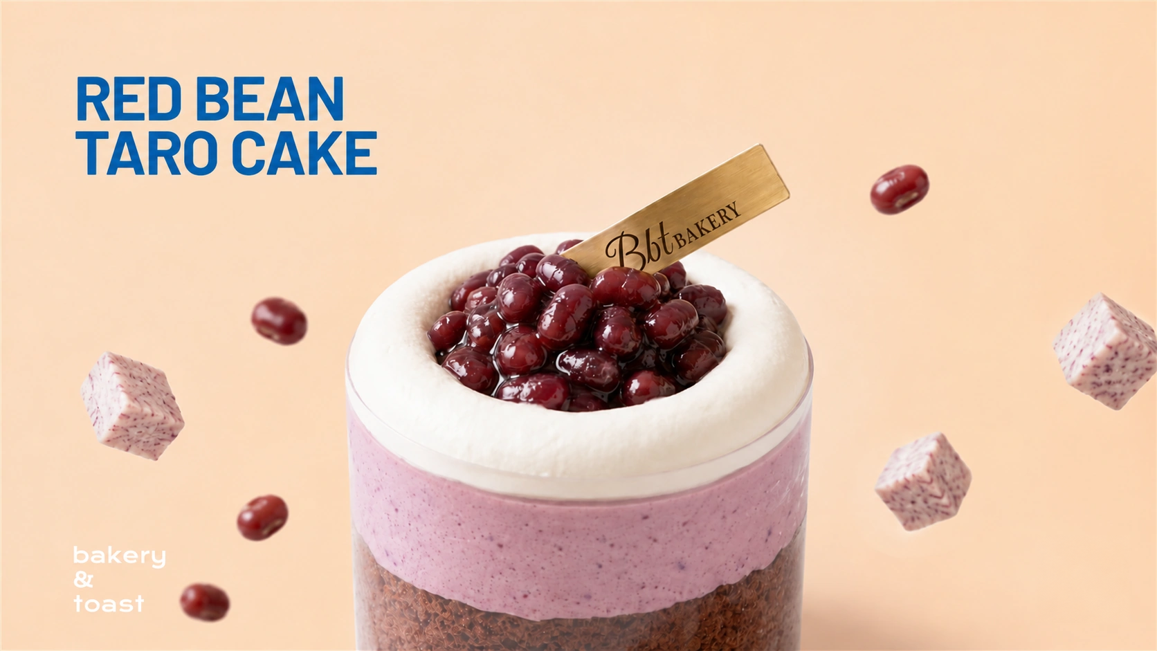 Red Bean Taro Cake with purple taro and red bean layers