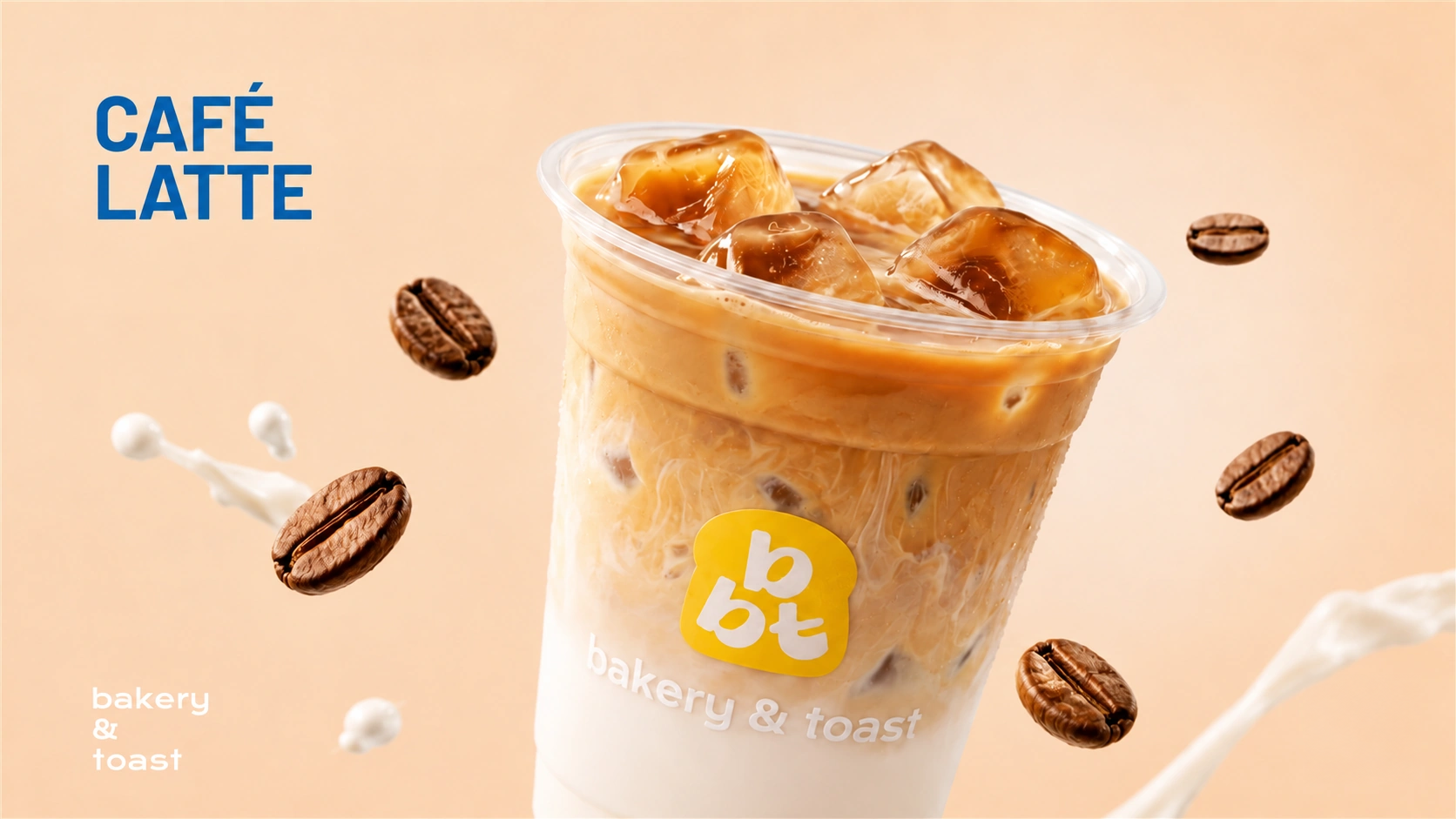 Iced Cafe Latte with milk and espresso
